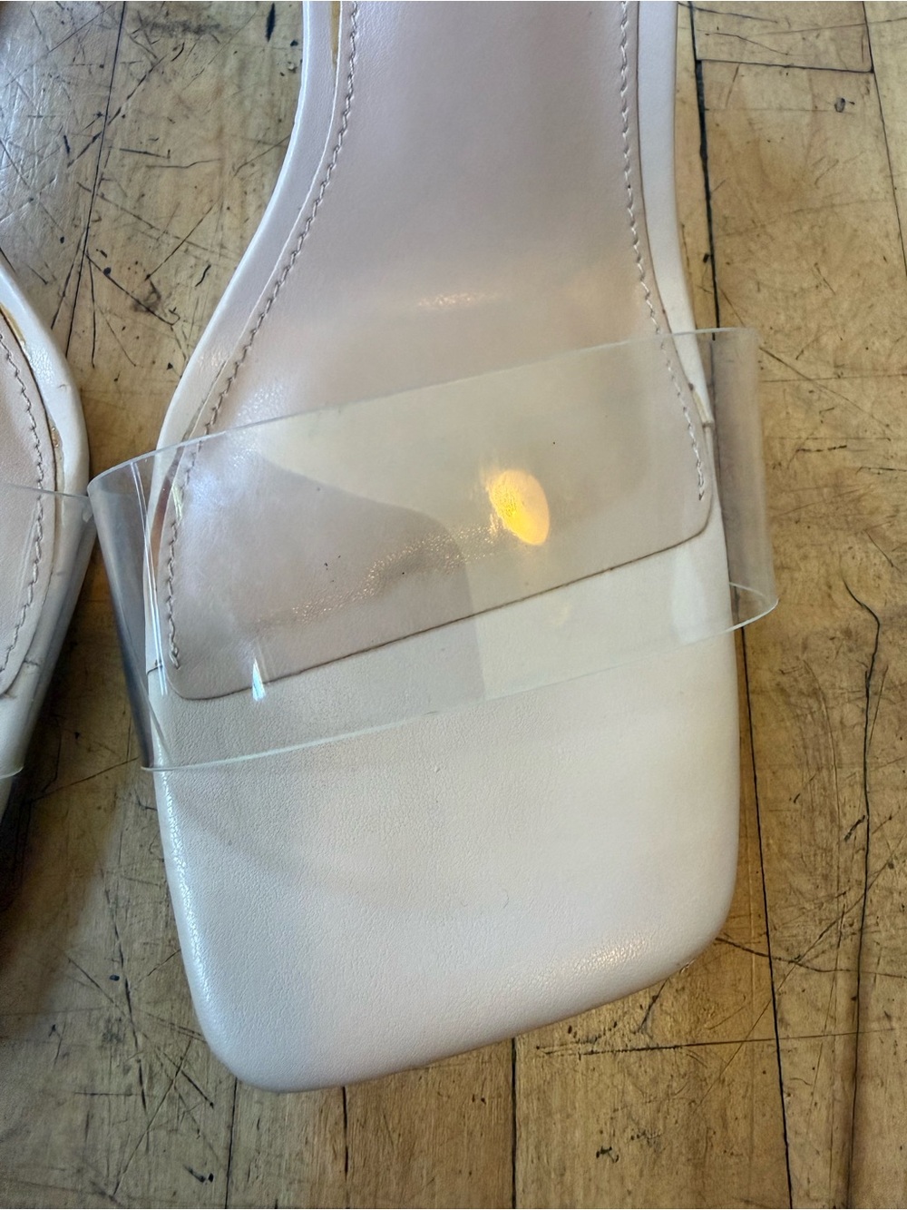 STEVE MADDEN Isa Clear Lucite Wedge Thick Strap Heel Sandals Open Toe Chic 9.5 - Picture 5 of 11